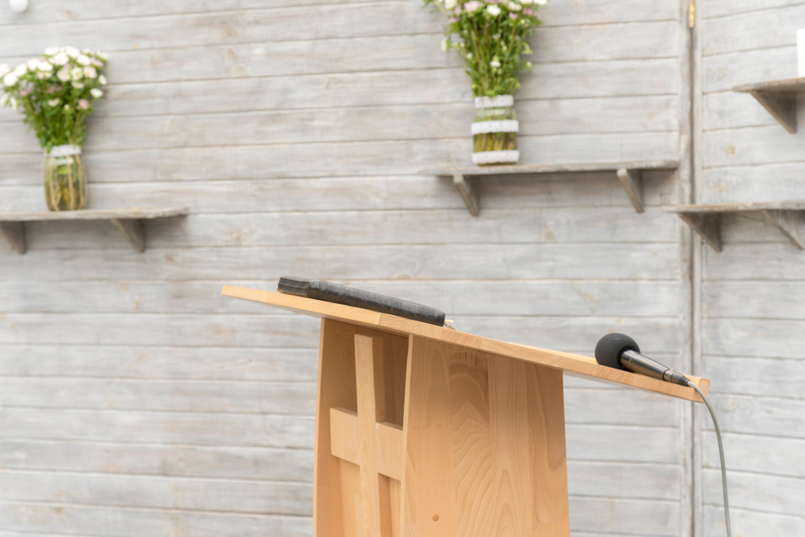 Wooden pulpit for the preacher